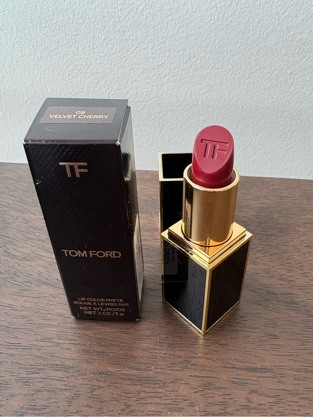 Tom Ford Lip Color Matte 08 Velvet Cherry 0.1 oz / 3g NIB Red Lipstick